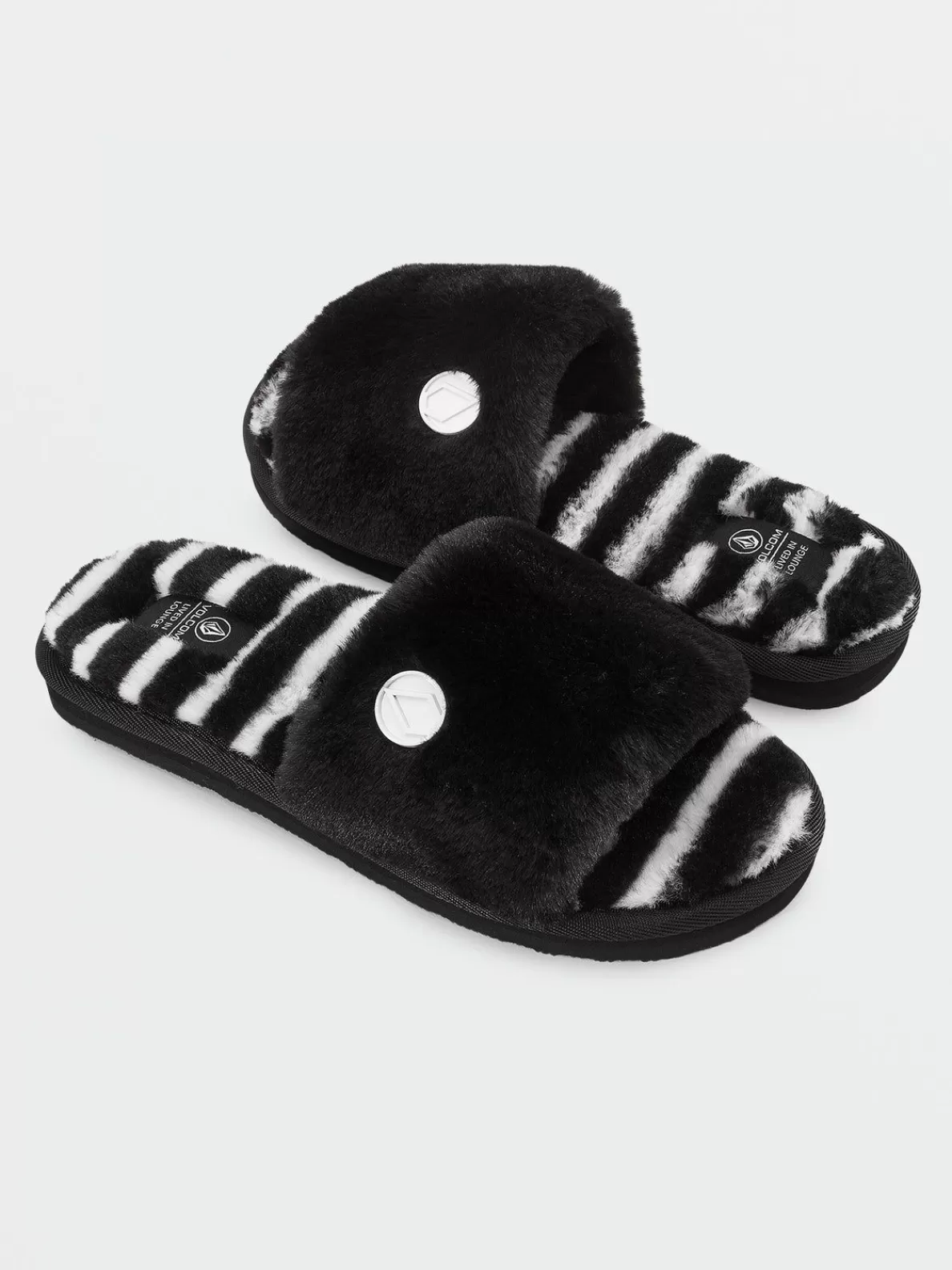 Volcom Girls Lived In Lounge Slippers Black White | Girls