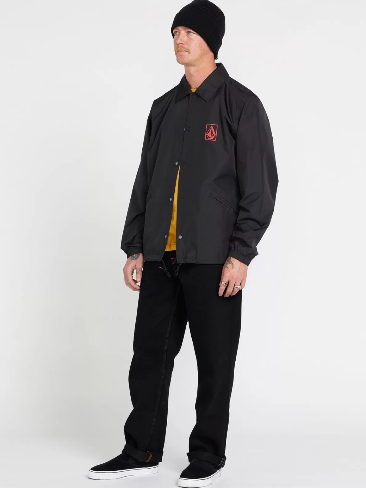 Volcom Skate Vitals Coaches Jacket Black Red | Men Jackets & Vests